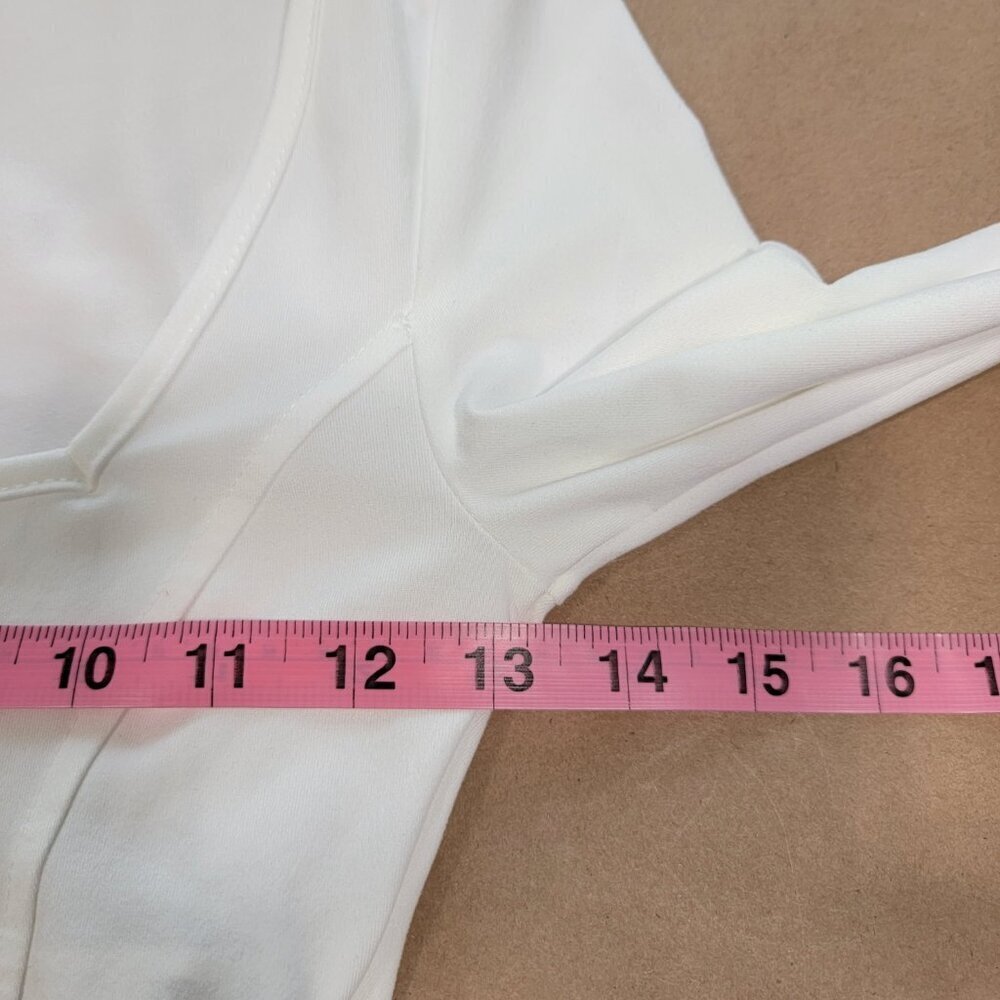 SHEIN Size XS White Asymmetrical Hem Hook and Eye Closure Crop Top, EUC - Picture 8 of 11